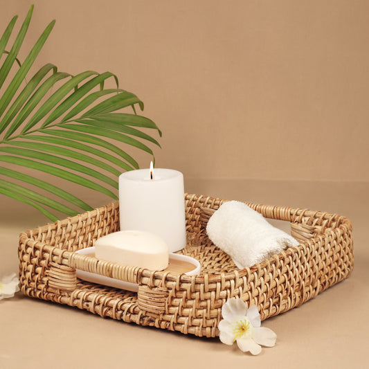 Handmade Cane Square Tray