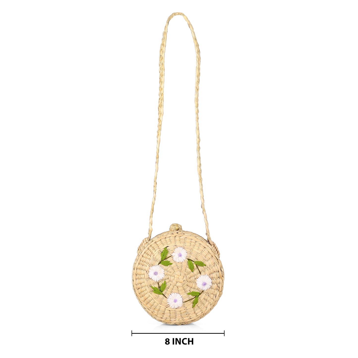 Handwoven Round Rattan Sling Bag For Women