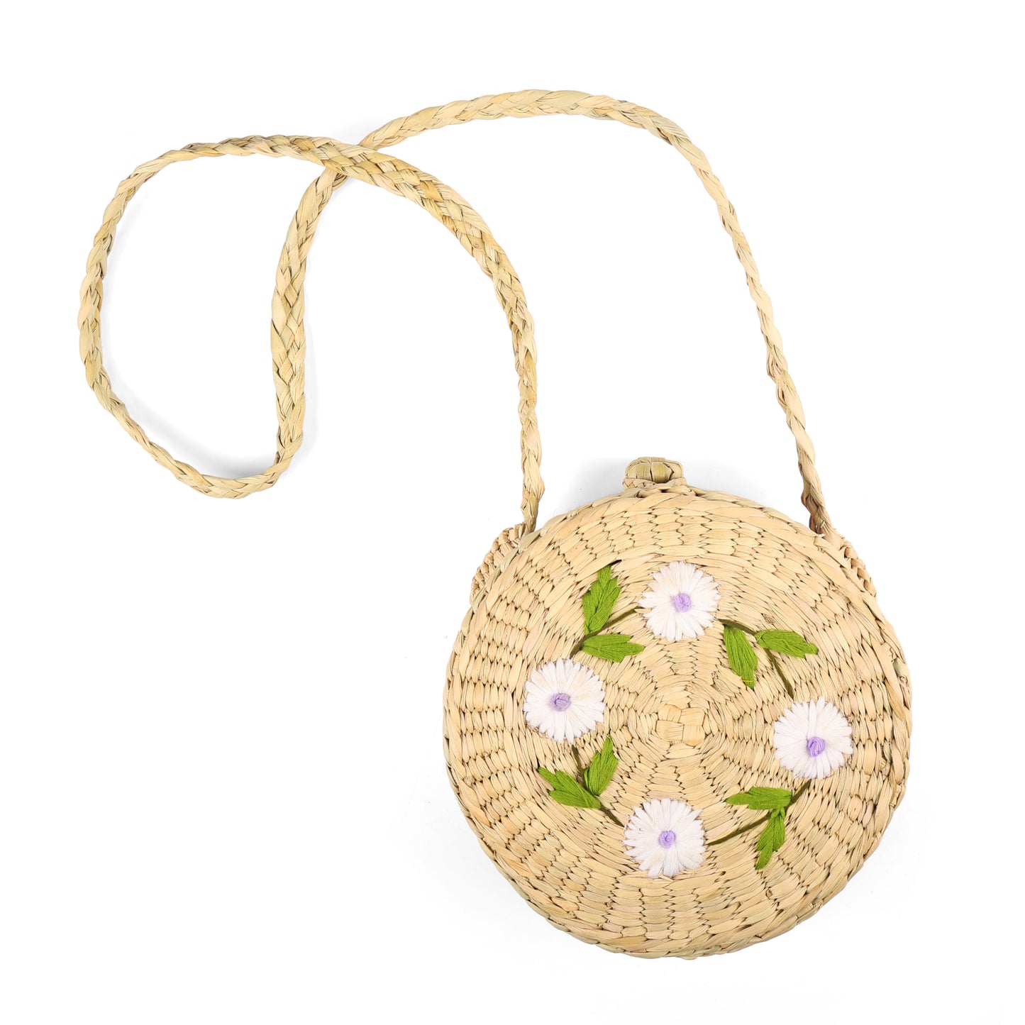 Handwoven Round Rattan Sling Bag For Women