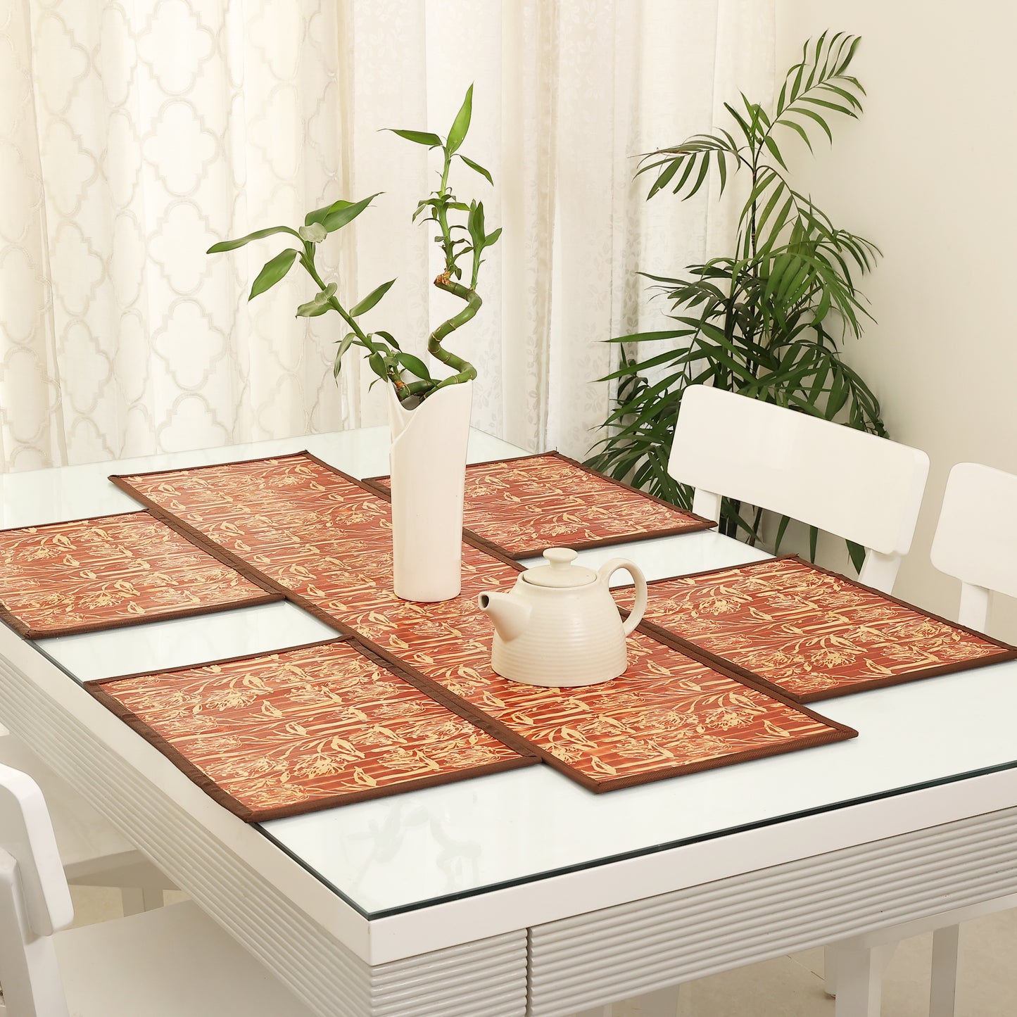 Dining Table Mats and Runner Set - Flower Print (Anti-Slip Back) 40% OFF