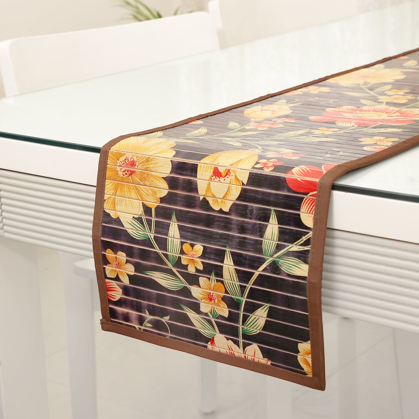 Dining Table Mats and Runner Set - Flower Print (Anti-Slip Back) 40% OFF