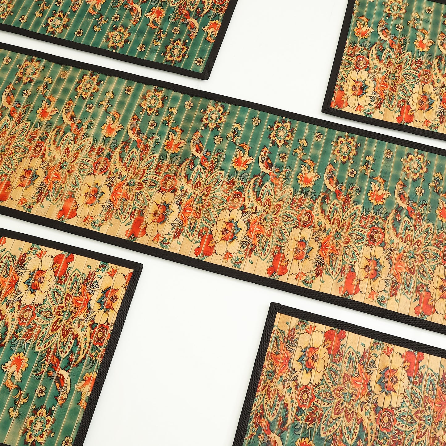 Dining Table Mats and Runner Set - Flower Print (Anti-Slip Back) 40% OFF