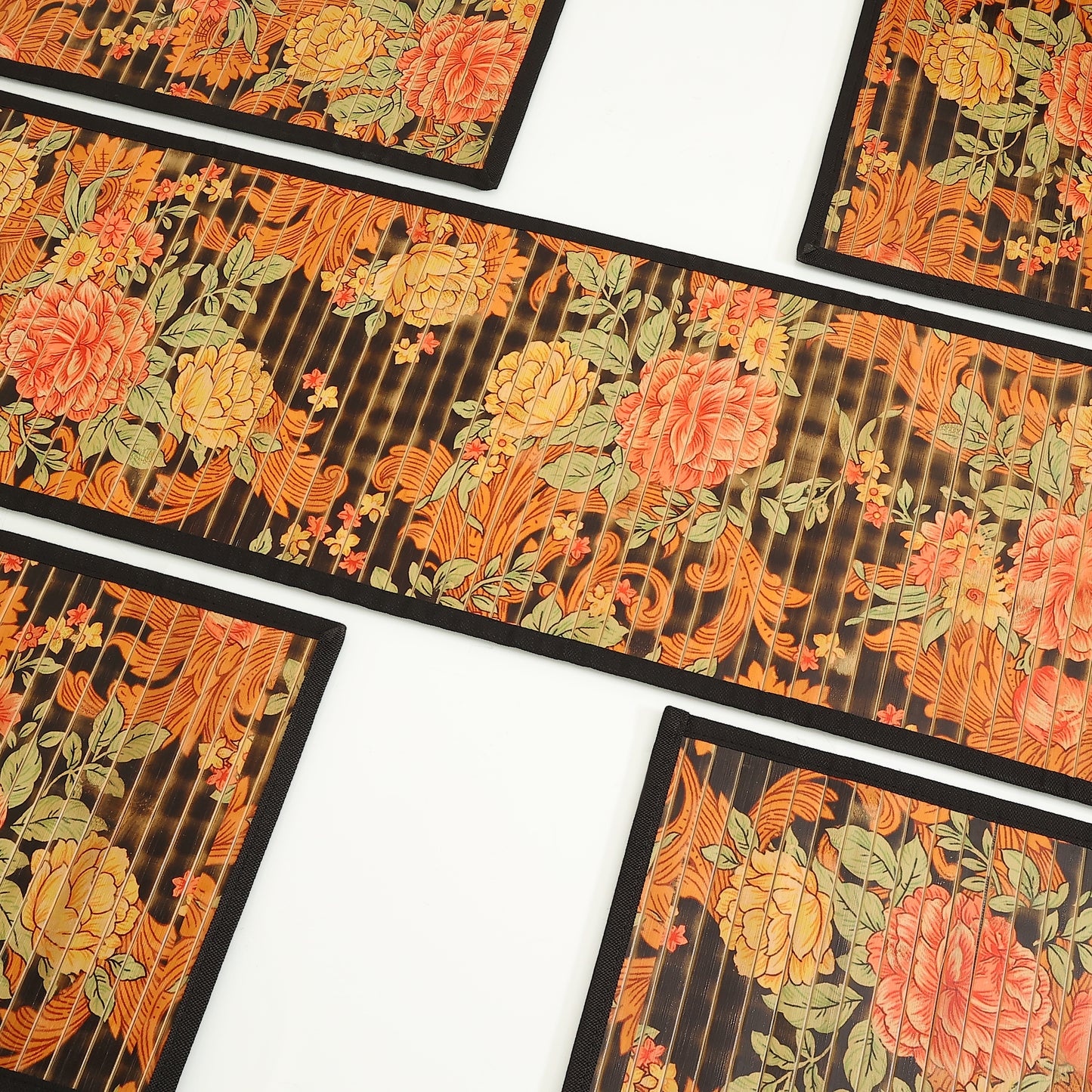Dining Table Mats and Runner Set - Flower Print (Anti-Slip Back) 40% OFF