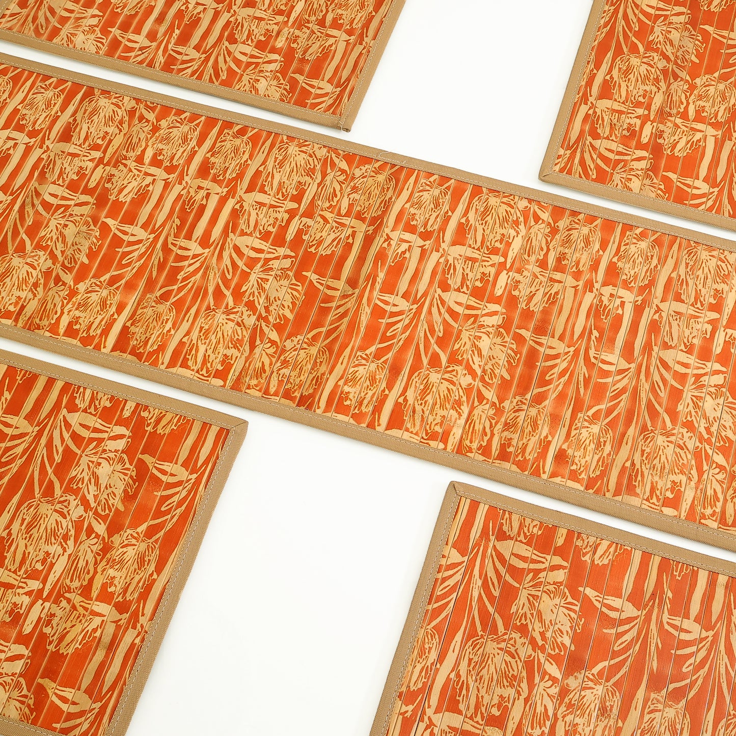 Dining Table Mats and Runner Set - Flower Print (Anti-Slip Back) 40% OFF