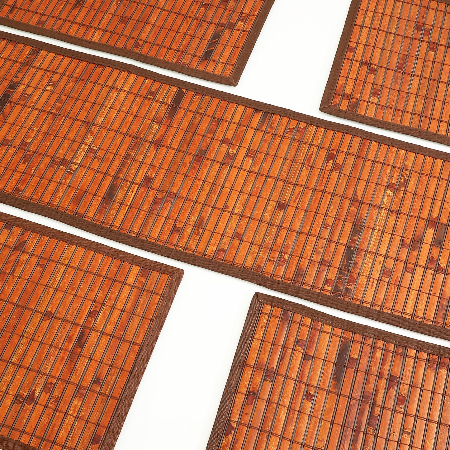 Dining Table Mats and Runner Set - Burnt Bamboo (Reversible) 40% OFF
