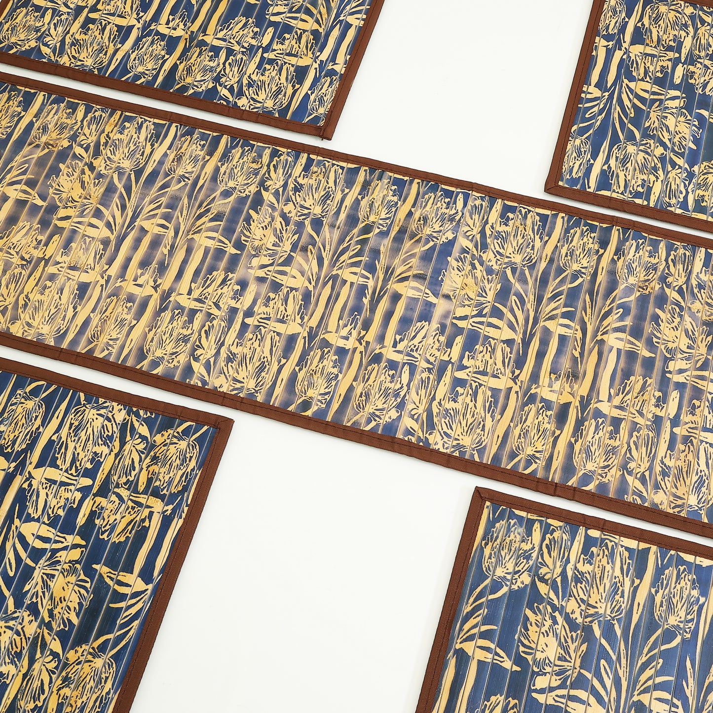 Dining Table Mats and Runner Set - Flower Print (Anti-Slip Back) 40% OFF