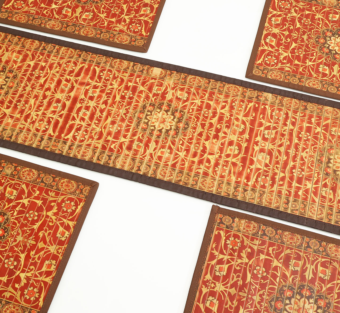 Dining Table Mats and Runner Set - Flower Print (Anti-Slip Back) 40% OFF