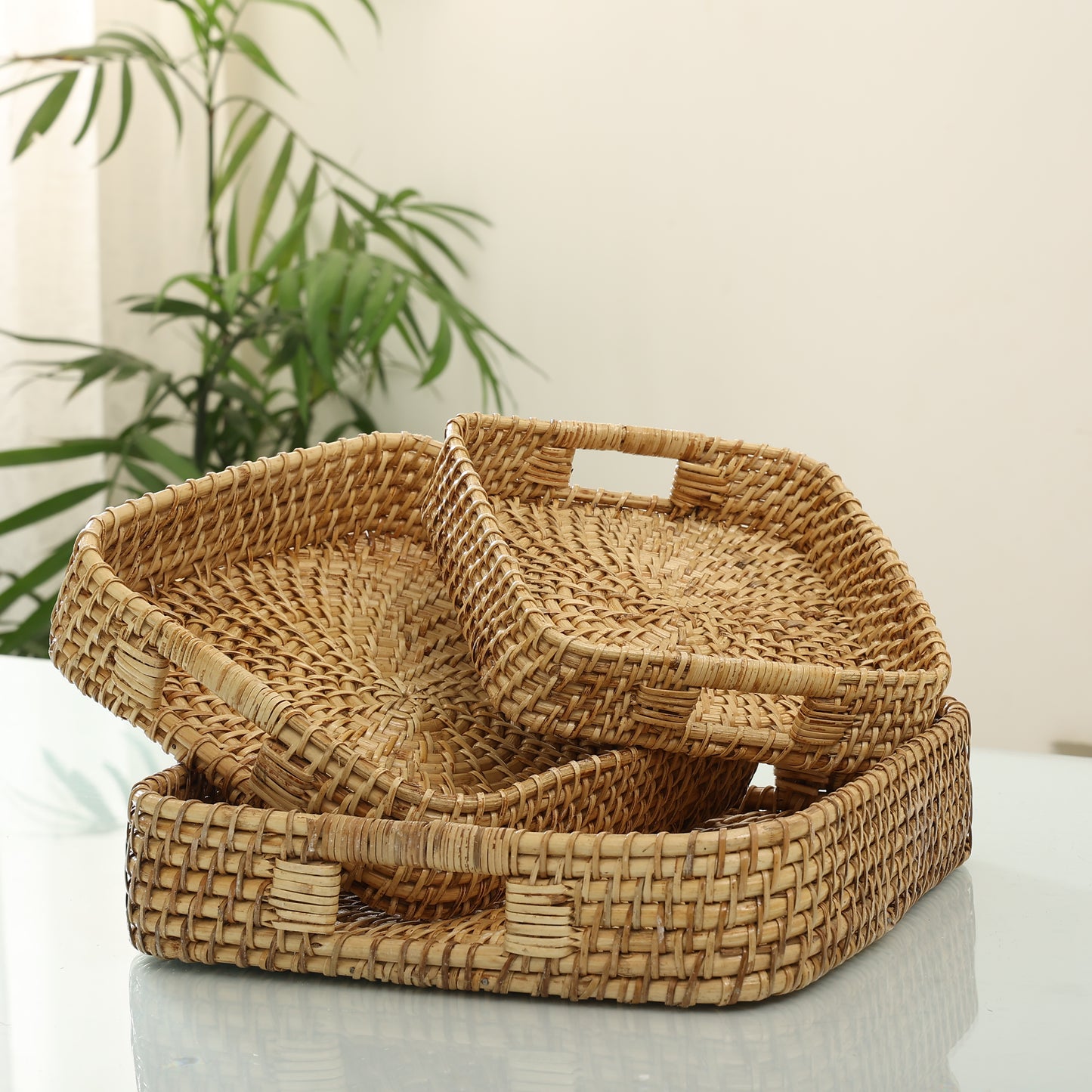 Handmade Cane Square Tray