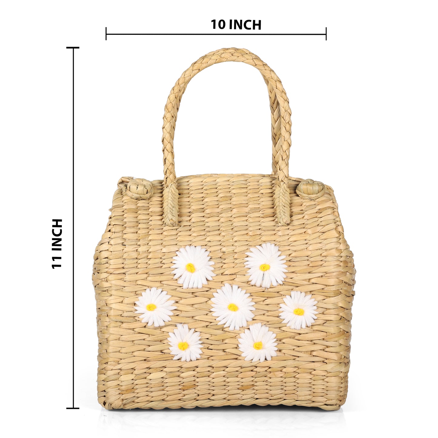 Handmade Kauna Grass Daisy Picnic Bag for Gifting & Lunch