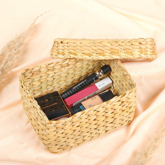 Kauna Grass Wicker Jewellery Basket/Box With Lid