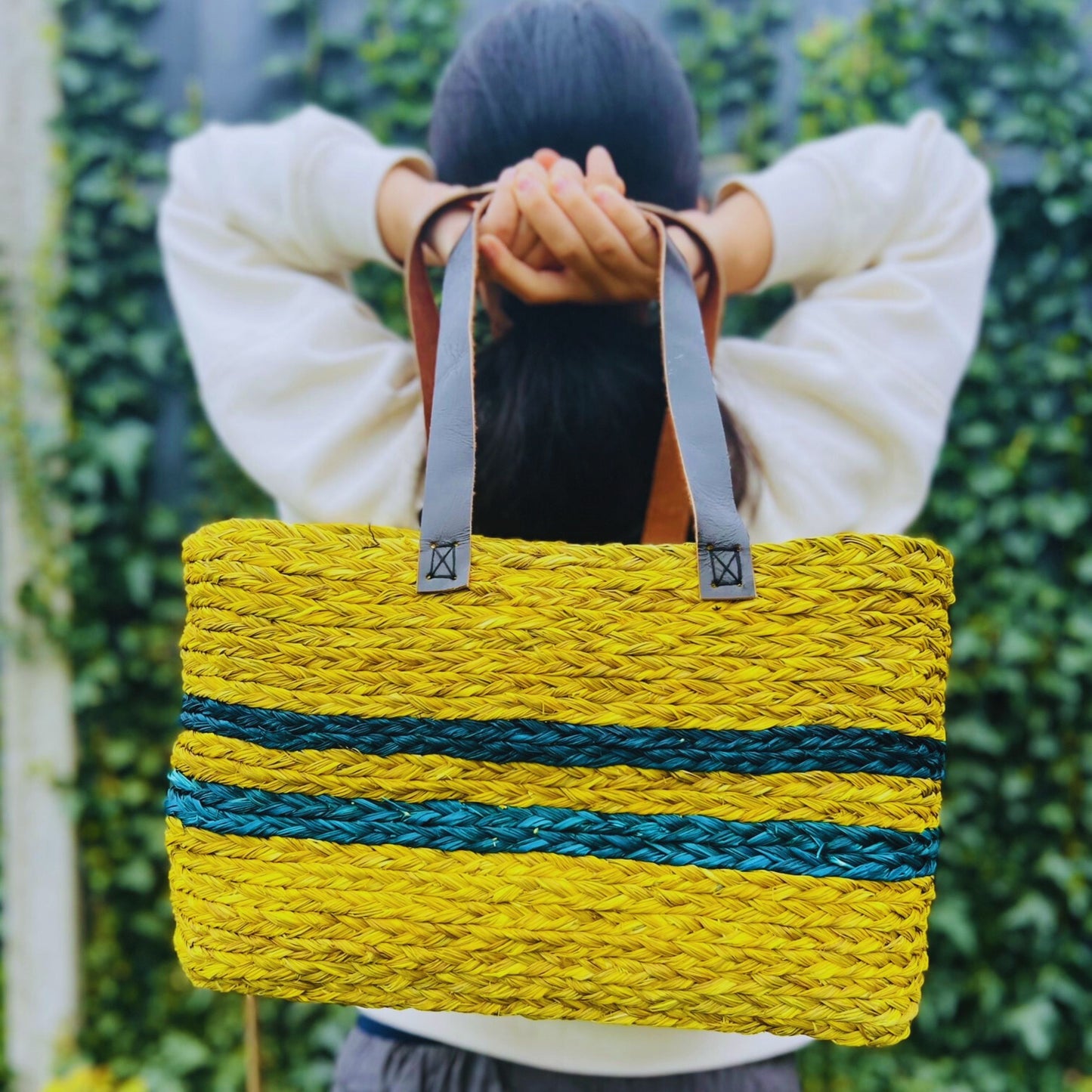 Handmade Sabai Grass Shopping Bag for Women