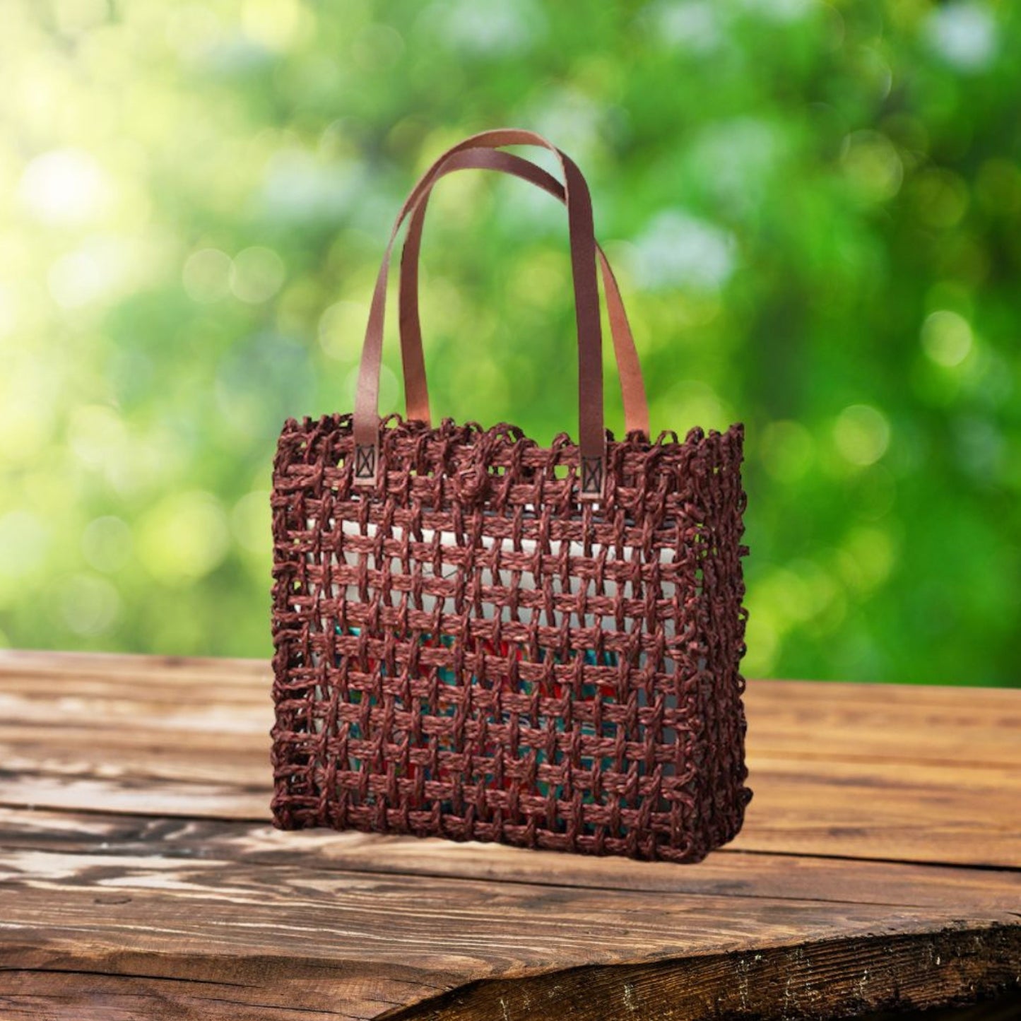 Sabai Grass Mesh Bag For Lunch and Bottle (Brown)