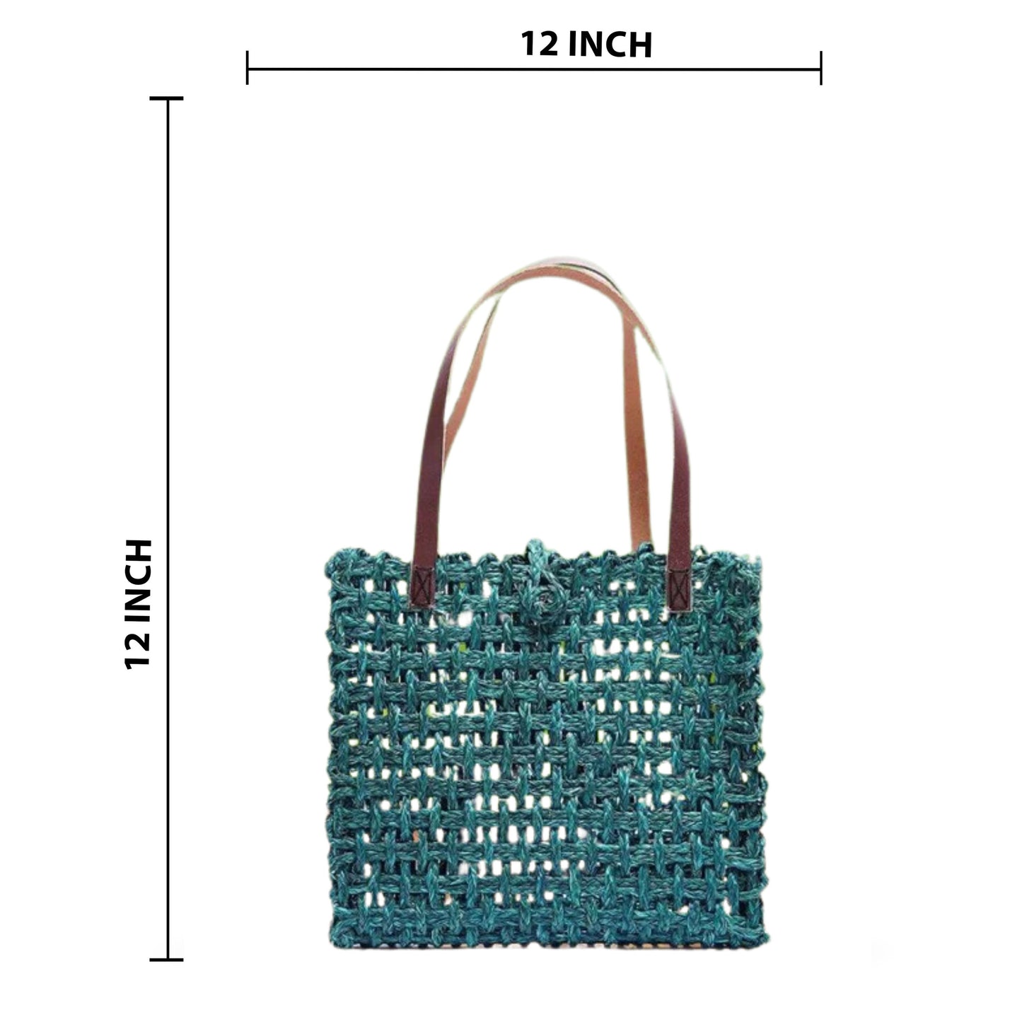 Sabai Grass Mesh Bag For Lunch and Bottle (Teal Blue)