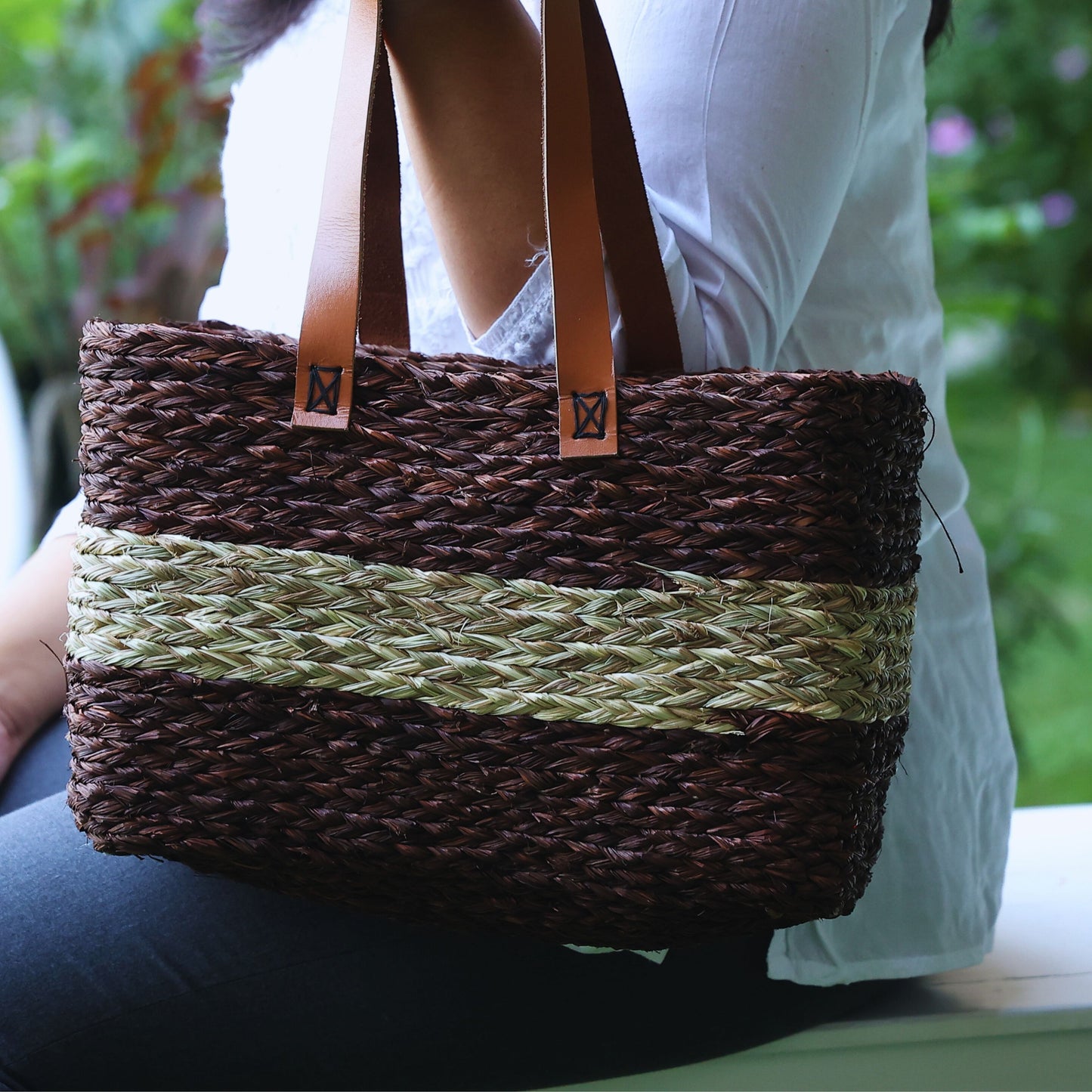 Handmade Sabai Grass Shopping Bag for Women