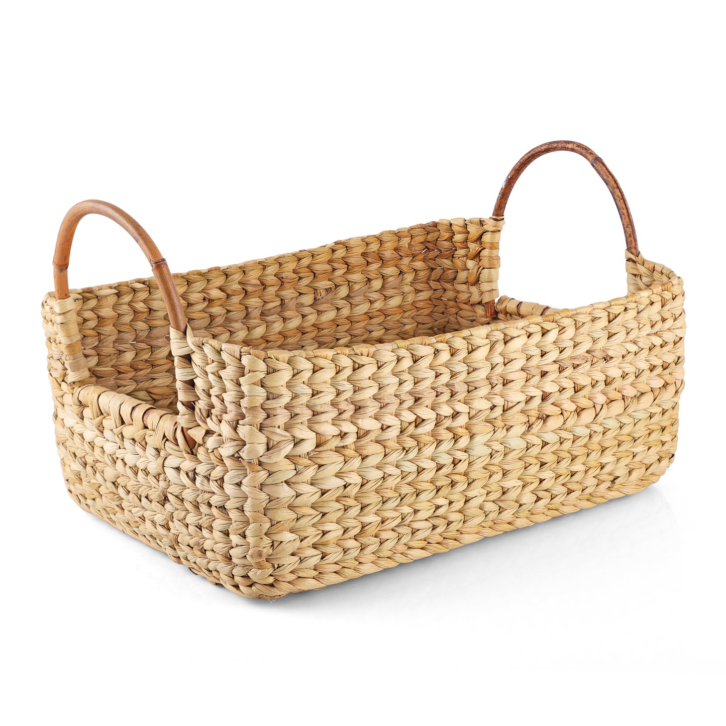 Kauna Grass Cane Handle Hamper Basket (Beige)