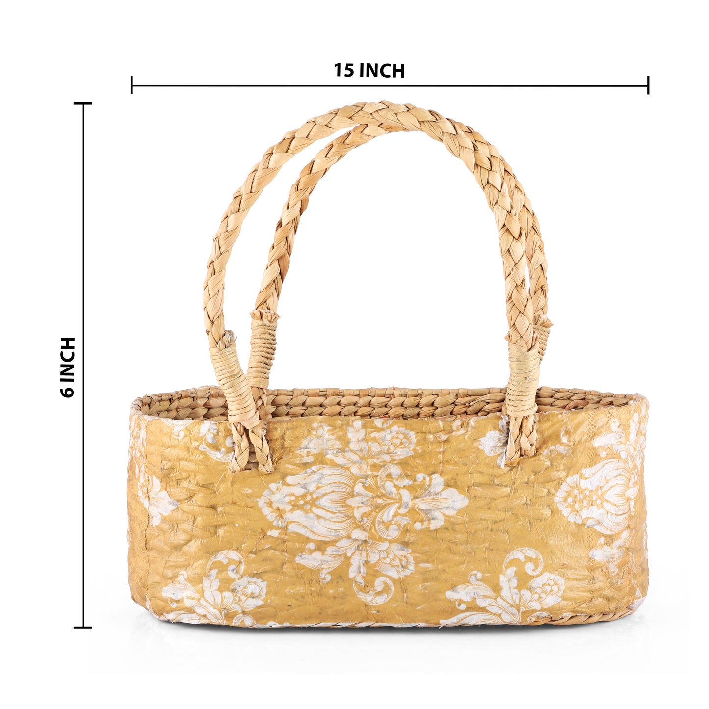 Kauna Grass Floral Hamper Basket For Multipurpose (Beige)