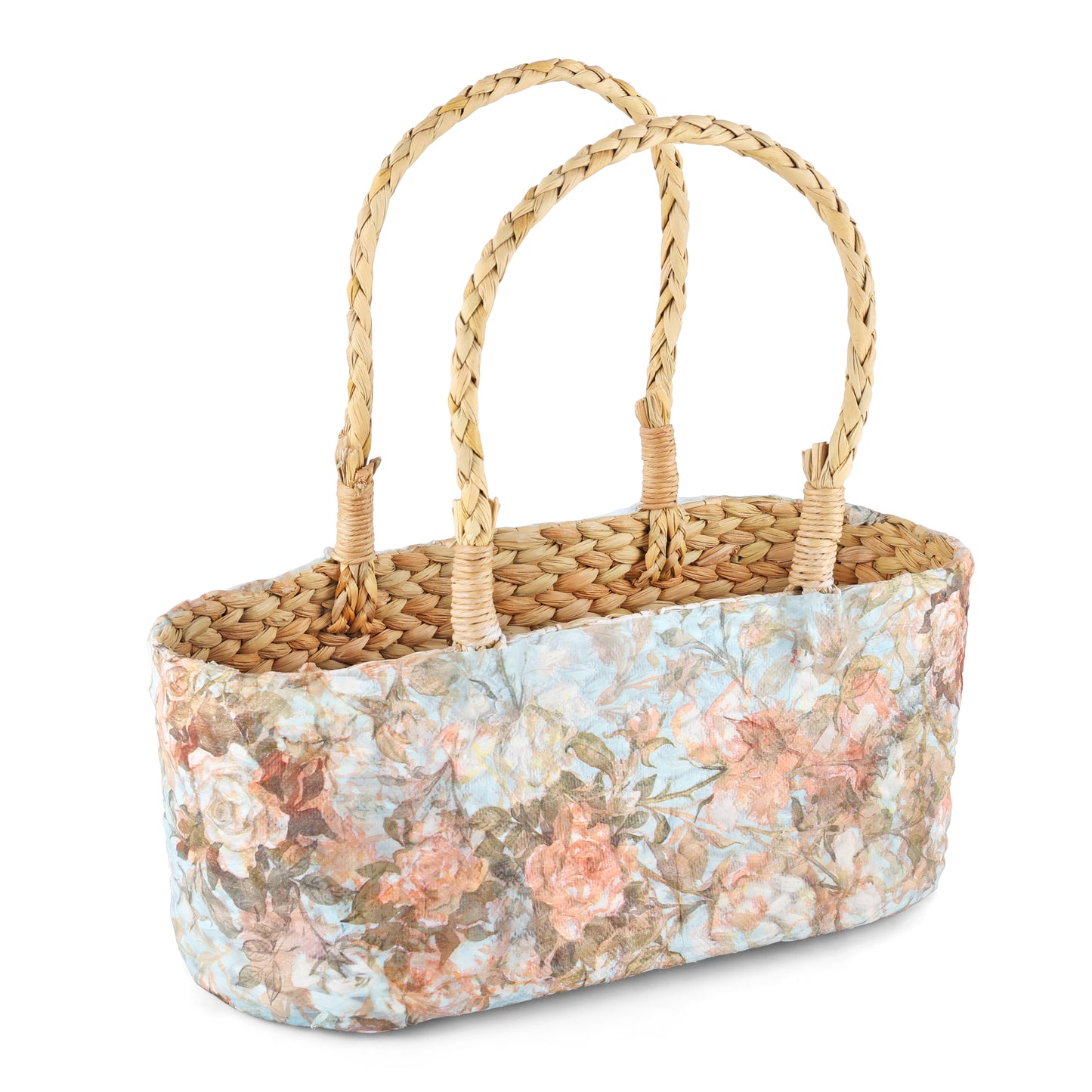 Kauna Grass Floral Hamper Basket For Multipurpose (Multicolor)