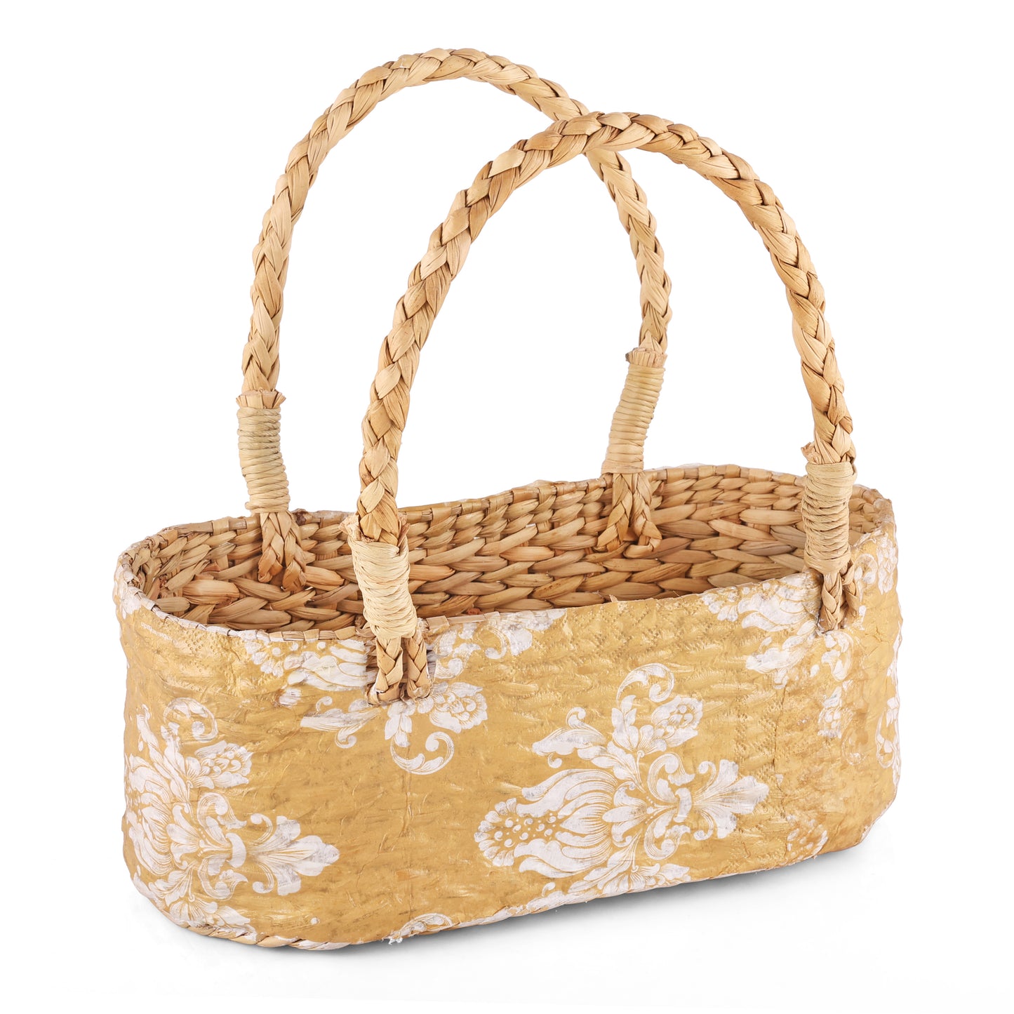 Kauna Grass Floral Hamper Basket For Multipurpose (Beige)