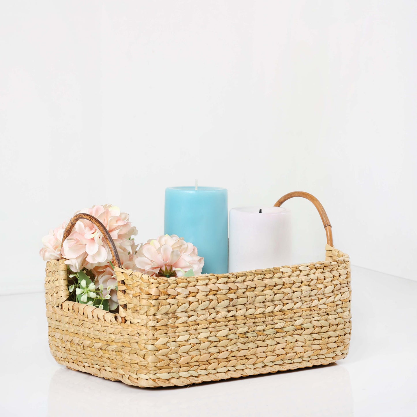 Kauna Grass Cane Handle Hamper Basket (Beige)