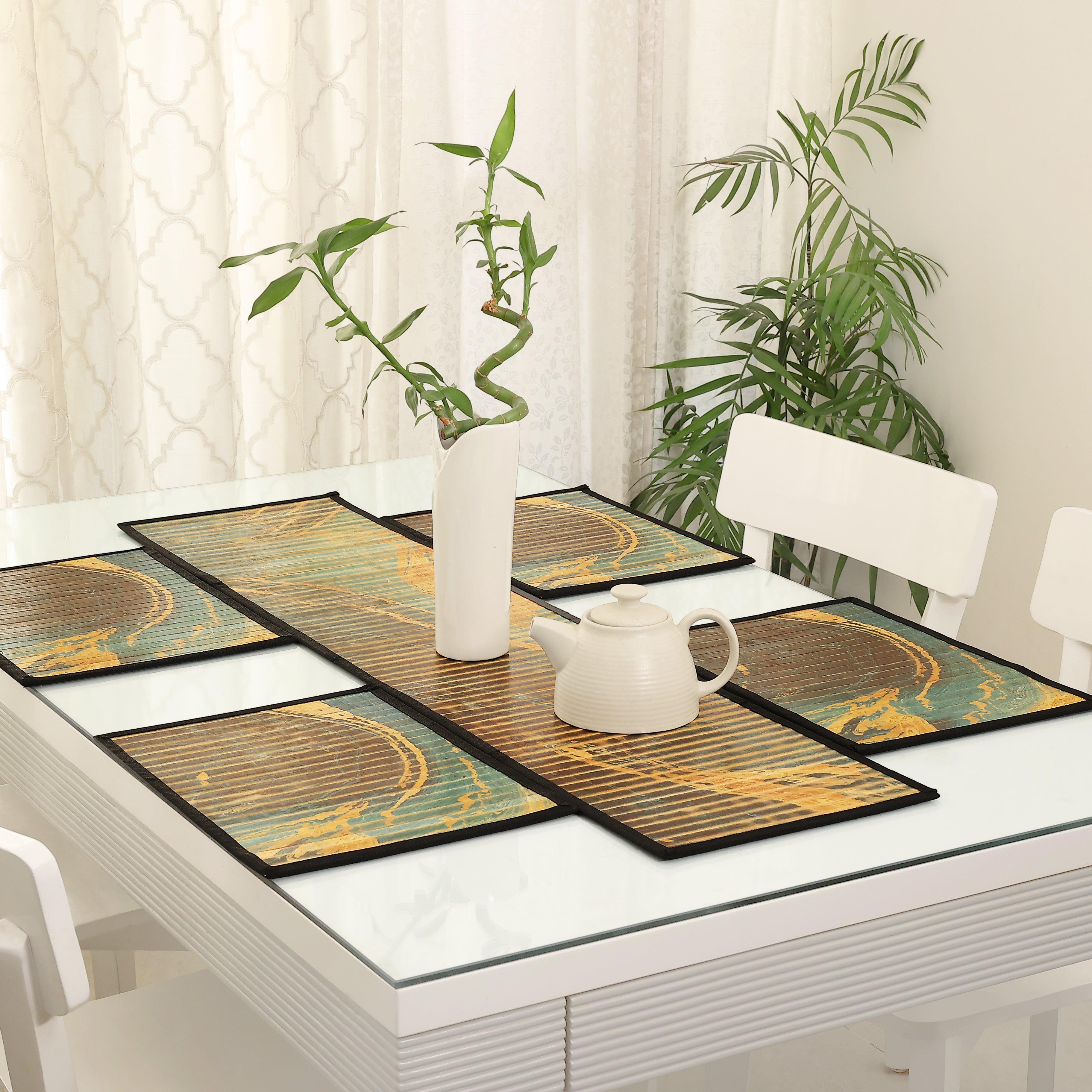 Complete Table Mat Dining Table Mats and Runner Set - Teal Blue (Anti-Slip Back) 40% OFF ...
