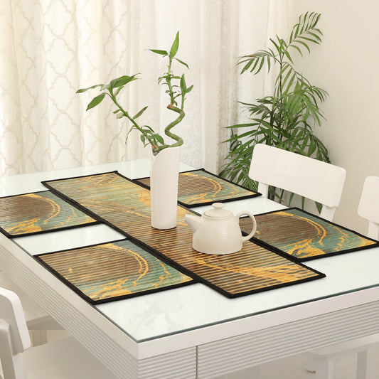 Dining Table Mats and Runner Set - Teal Blue (Anti-Slip Back)    40% OFF