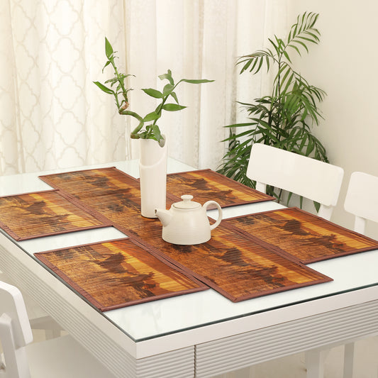 Dining Table Mats and Runner Set - Horse Print (Anti-Slip Back)