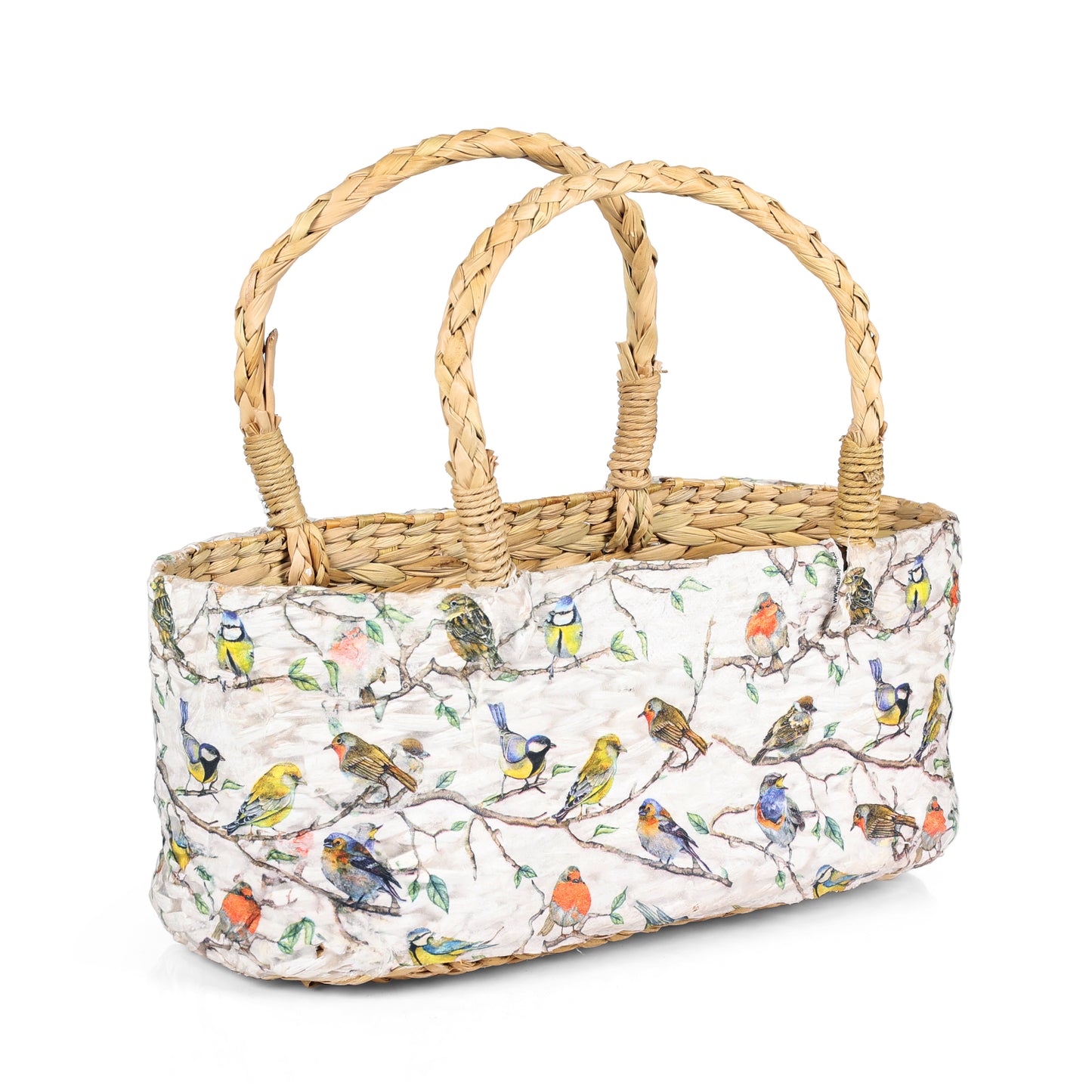 Kauna Grass Floral Hamper Basket For Multipurpose (White)