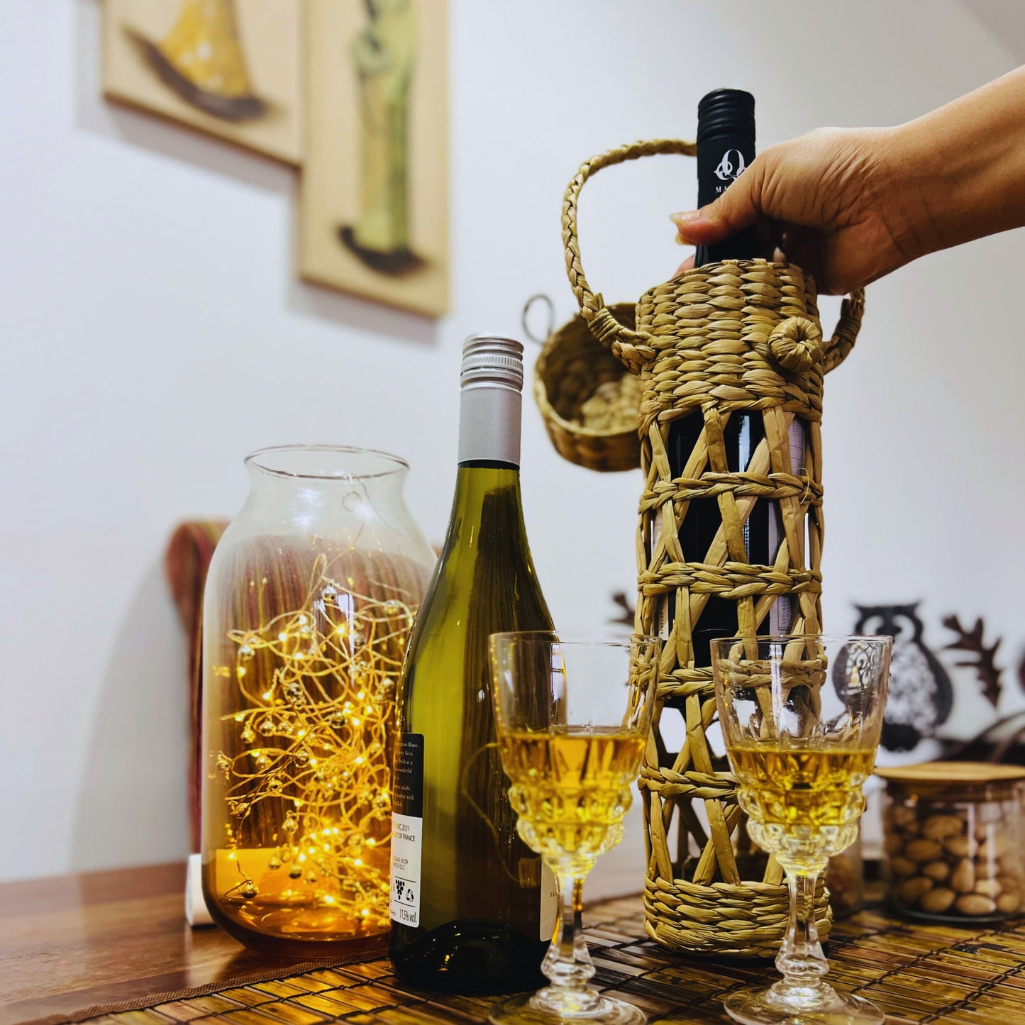 Handmade Sabai Grass Bottle Holder | Wine Bottle Holder