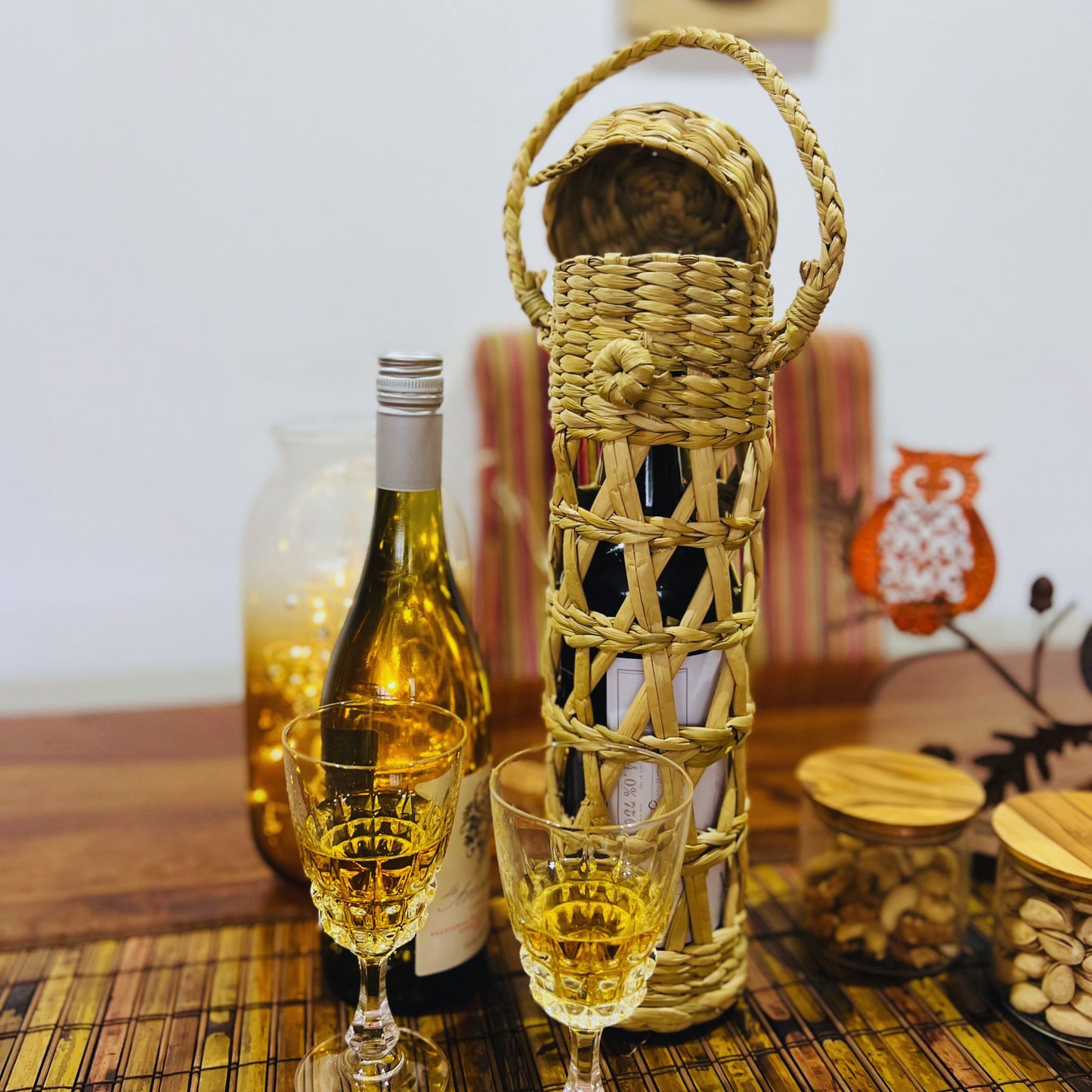 Handmade Sabai Grass Bottle Holder | Wine Bottle Holder