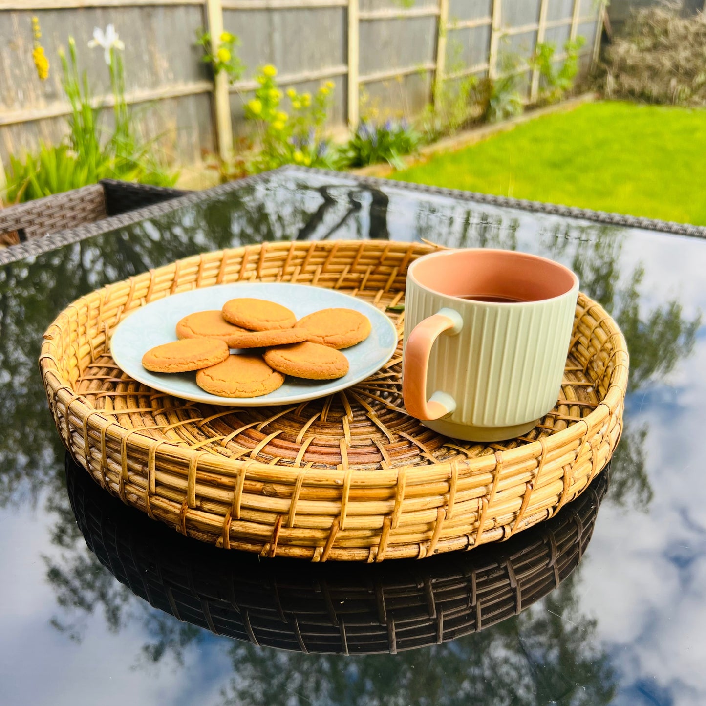 Handmade Cane Round Tray