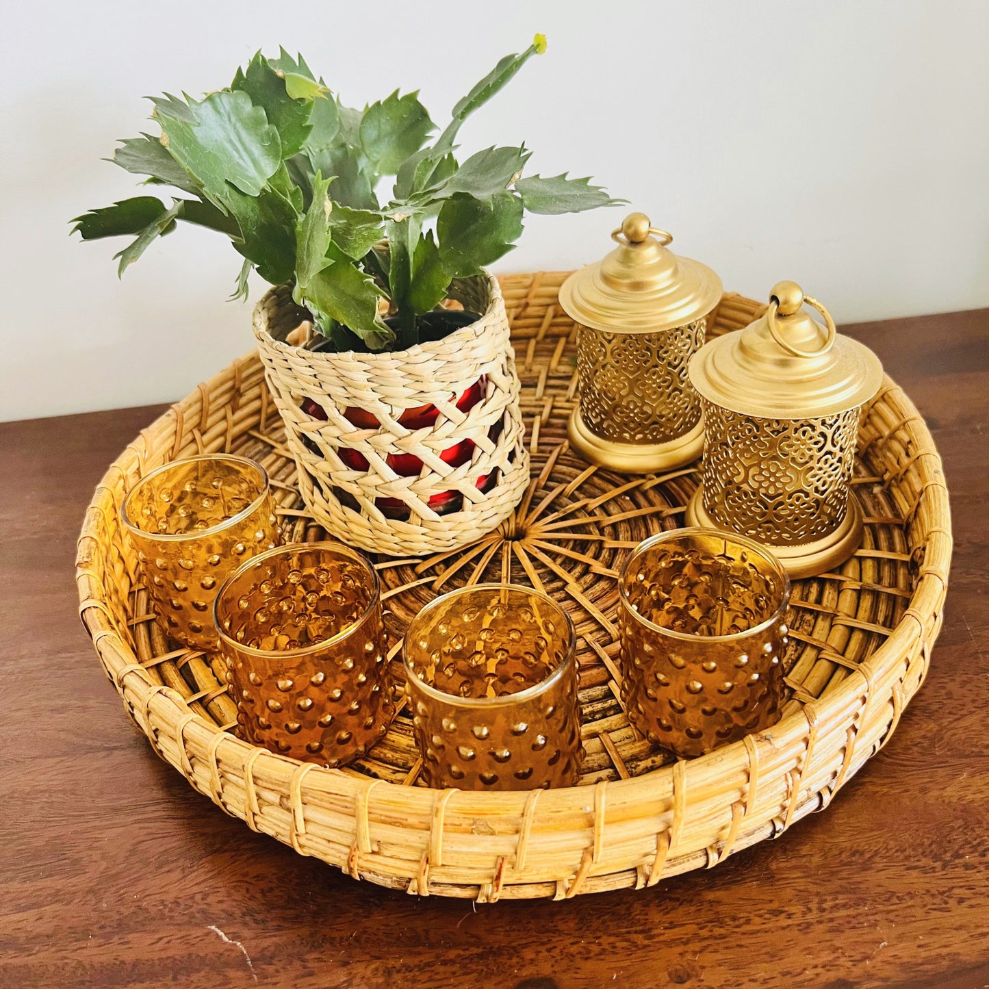 Handmade Cane Round Tray