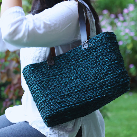 Handmade Sabai Grass Shopping Bag (Blue)