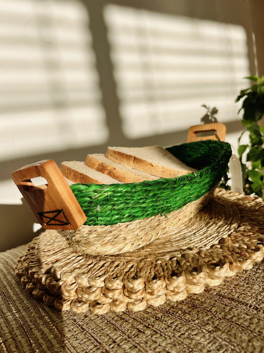 Handmade Sabai Grass Bread Basket (Green)